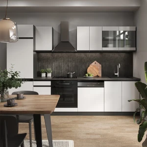 Küchenzeile R-Line Weiß/Anthrazit 300 cm J-Shape livinity®