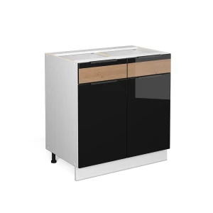 Badeværelsesskab Fame-Line Sort eg højglans/hvid 80 x 82 cm uden bordplade Vicco