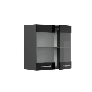 Küchenglasschrank R-Line Schwarz Hochglanz 60 cm livinity®