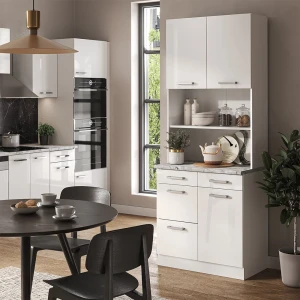 Buffetschrank R-Line Weiß Hochglanz 80 cm , AP Marmor livinity®