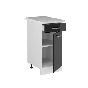 Küchenunterschrank R-Line Schwarz Hochglanz 40 cm , AP Marmor livinity®