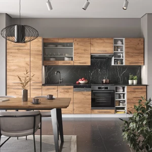 Küchenzeile Fame-Line Goldkraft Eiche/Weiß 355 cm , AP Anthrazit livinity®