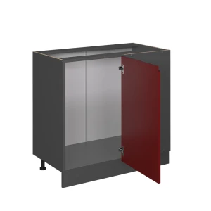 Eckunterschrank R-Line Rot 86 cm J-Shape, ohne Arbeitsplatte livinity®