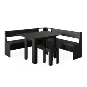Hjørnebænksgruppe Roman Sort 180 x 180 cm med bord Vicco