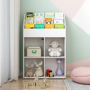 Kinderregal Conny Weiß 72 x 111 cm mit 4 Ablagen für Faltboxen livinity®