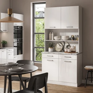 Buffetschrank R-Line Weiß Hochglanz 100 cm , AP Marmor livinity®