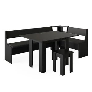 Hjørnebænksgruppe Roman Sort 210 x 120 cm med bord Vicco