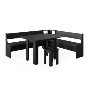 Hjørnebænksgruppe Roman Sort 210 x 180 cm med bord Vicco