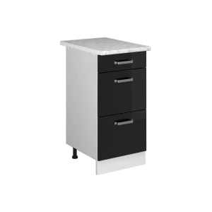 Universal underskab R-Line Sort højglans 40 cm med skuffer Vicco