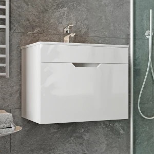 Waschbeckenunterschrank Stefanie Weiß 2 Teile, Unterschrank 60 cm livinity®