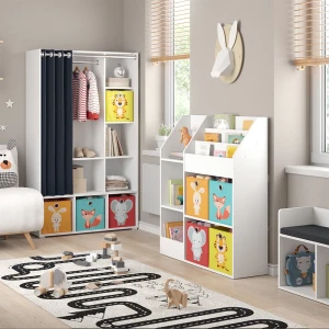 Kinderregal Luigi Weiß 100.4 x 114.2 cm mit 4 Faltboxen (bunt) livinity®