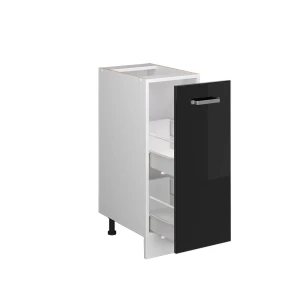 Apothekerschrank R-Line Schwarz Hochglanz 30 cm ohne Arbeitsplatte livinity®