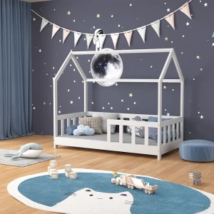 Hausbett Michelle Weiß 70x140 cm mit Rausfallschutz livinity®