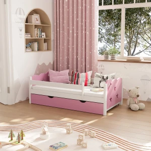 Kinderbett Jessica Rosa 70x140 cm mit Schublade und Matratze livinity®