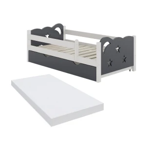 Kinderbett Jessica Grau 70x140 cm mit Schublade und Matratze Vitalispa