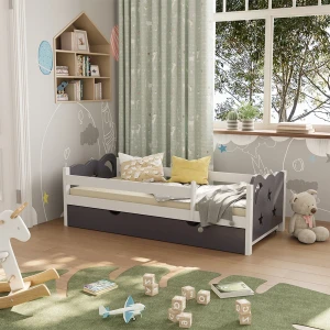 Kinderbett Jessica Grau 80x160 cm mit Schublade, ohne Matratze livinity®
