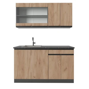 Singlekøkken R-Line Guld power eg/antracit 140 cm J-form Vicco