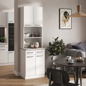 Buffetschrank R-Line Weiß Hochglanz 60 cm , AP Marmor livinity®
