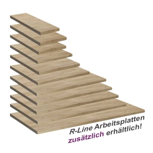 Küchenarbeitsplatte R-Line Goldkraft Eiche 114 cm (passend für 87x87 Eckschrank) livinity®