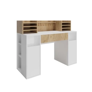 Skrivebord  Hvid/Sonoma 126.8 x 50 cm XL med hylder Vicco