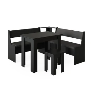 Hjørnebænksgruppe Roman Sort 150 x 150 cm med bord Vicco