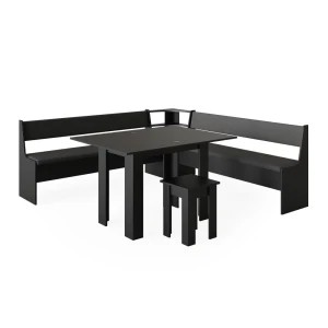 Hjørnebænksgruppe Roman Sort 210 x 210 cm med bord Vicco