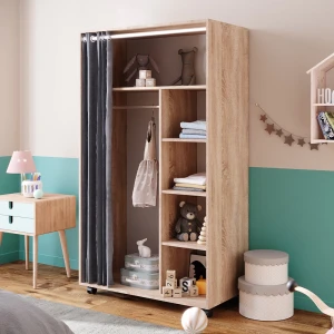 Kleiderschrank Doros Sonoma 100 x 168 cm offen, mit Rollen livinity®