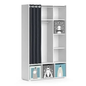 Kinderkleiderschrank Luigi Weiß 105.8 x 178.1 cm Mit Faltboxen (grau) Vicco