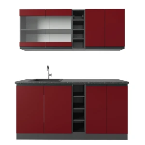 Singlekøkken R-Line Rød/antracit 160 cm J-form Vicco