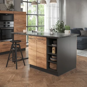 Kücheninsel Fame-Line Goldkraft Eiche/Anthrazit 90 cm ohne Arbeitsplatte livinity®