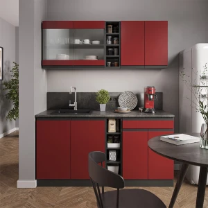 Singleküche R-Line Rot/Anthrazit 160 cm J-Shape livinity®