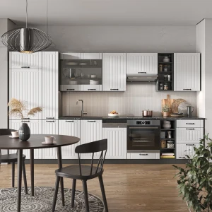 Küchenzeile Fame-Line Weiß Landhaus/Anthrazit 355 cm , AP Anthrazit livinity®