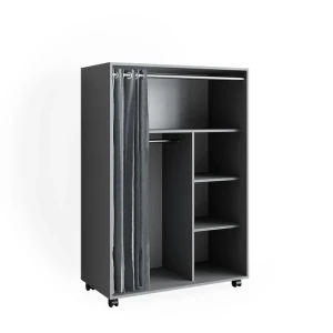 Armoire Doros Gris 100x146.6cm ouvert sur roulettes Vicco