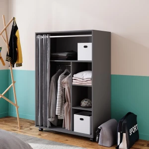 Kleiderschrank Doros Grau 100 x 146.6 cm mit Rollen livinity®