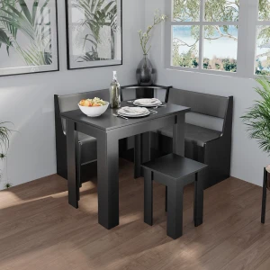 Esszimmer-Eckbank Roman Schwarz 120 x 120 cm livinity®