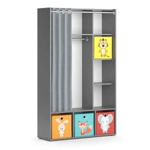 Kinderkleiderschrank Luigi Grau 105.8 x 178.1 cm Mit Faltboxen (bunt) Vicco
