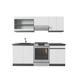 Køkkenrække R-Line Hvid/antracit 200 cm J-form Vicco