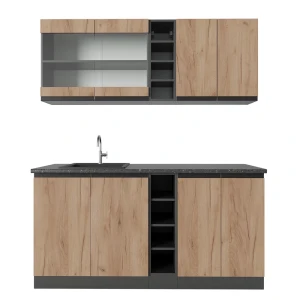 Singlekøkken R-Line Guld power eg/antracit 160 cm J-form Vicco