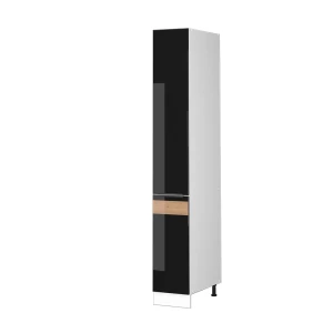 Armário de casa de banho Fame-Line Carvalho preto alto brilho/branco 30x206.8 cm Vicco