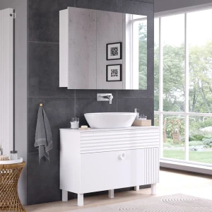 Waschbeckenunterschrank Sola Weiß 100.2 x 72.4 cm mit 2 Schubladen livinity®