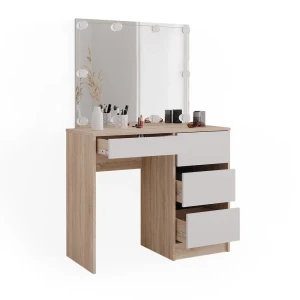 Makeupbord Sherry Sonoma 90 cm med LED-belysning Vicco