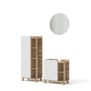 Conjunto de móveis de casa de banho Karen Sonoma/Branco 3 partes Vicco