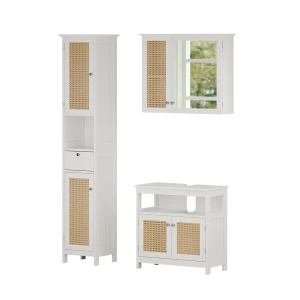 Badmöbel-Set Rosario Weiß 3 Teile, mit Hochschrank Vicco