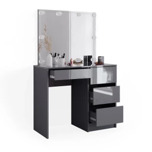 Toiletbord Sherry Antracit 90 cm med spejl og LED-belysning Vicco