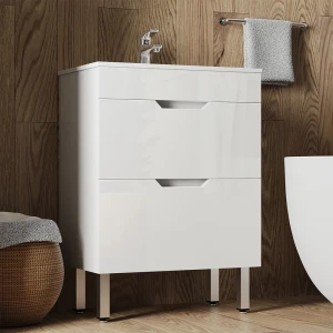 Waschbeckenunterschrank Clayton Weiß 2 Teile, Unterschrank 60 cm livinity®