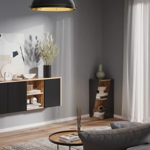 Midischrank Benno Anthrazit 31.6 x 70.5 cm mit offenen Ablagen livinity®