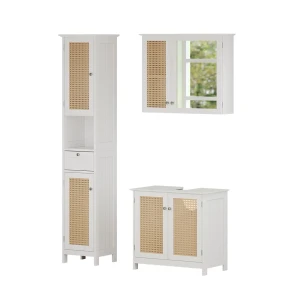 Set di mobili da bagno Rosario Bianco 3 pezzi, con colonna Vicco