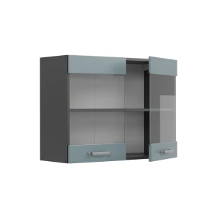 Küchenglasschrank R-Line Blau-Grau 80 cm livinity®