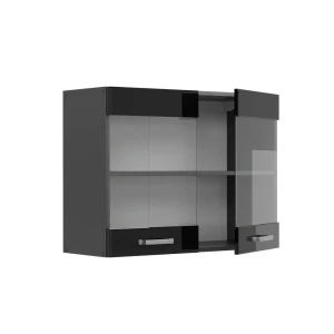 Küchenglasschrank R-Line Schwarz Hochglanz 80 cm livinity®
