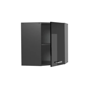 Eckhängeschrank R-Line Schwarz Hochglanz 57 cm livinity®